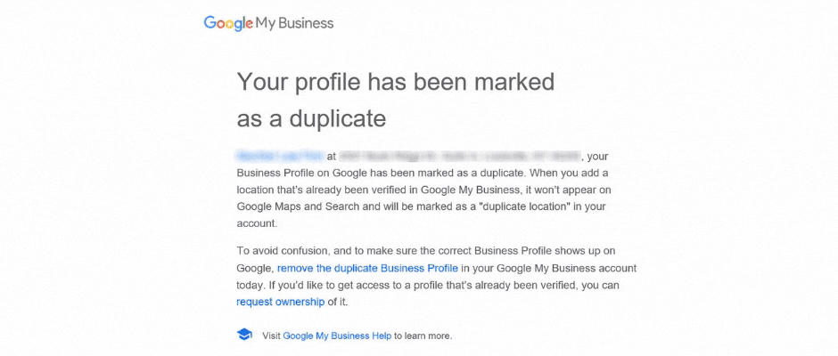 duplicate business listings